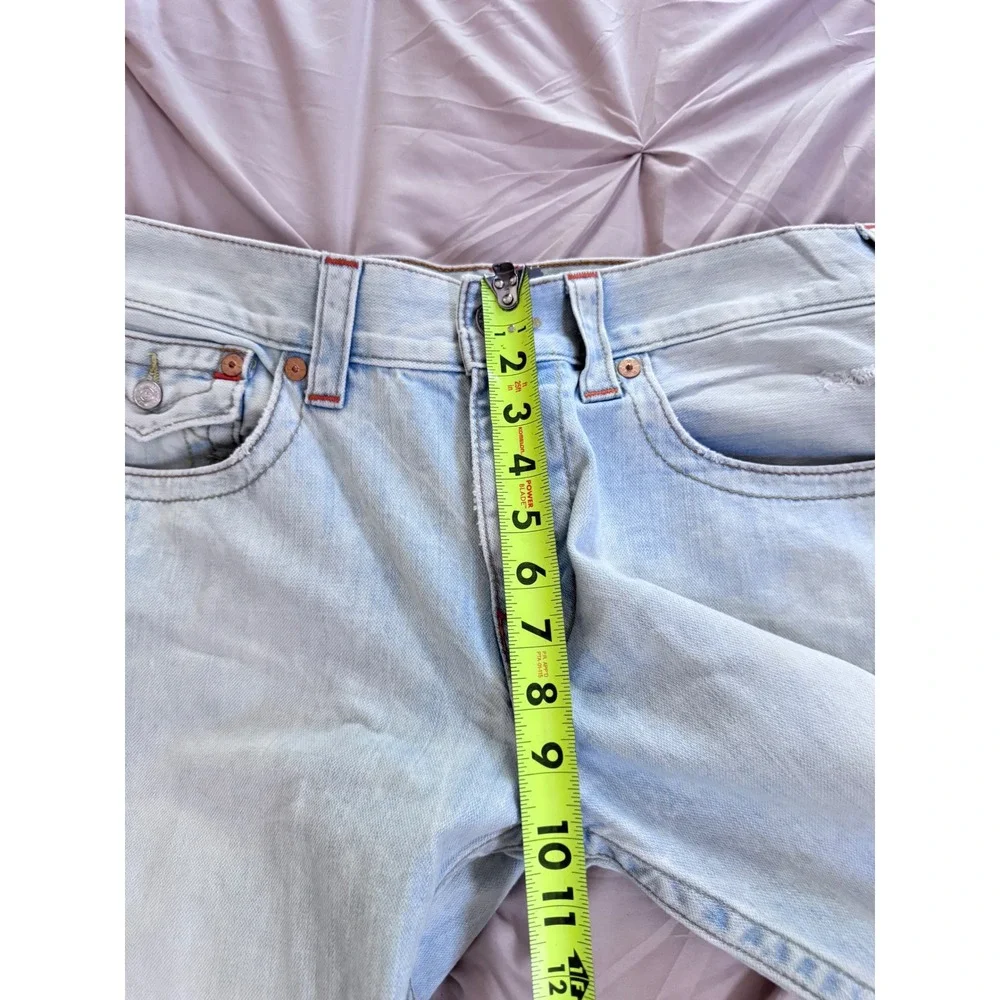 True Religion Mens Straight Seat Light Wash Distressed Y2K Jeans Size 34